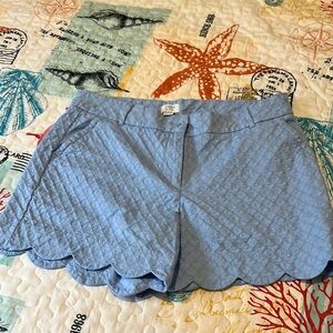 Crown & Ivy Blue High Waist Scalloped Shorts